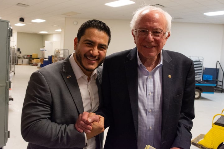 Sen. Bernie Sanders (I-Vt.), right, campaigns for Abdul El-Sayed, a populist doctor running for governor of Michigan.