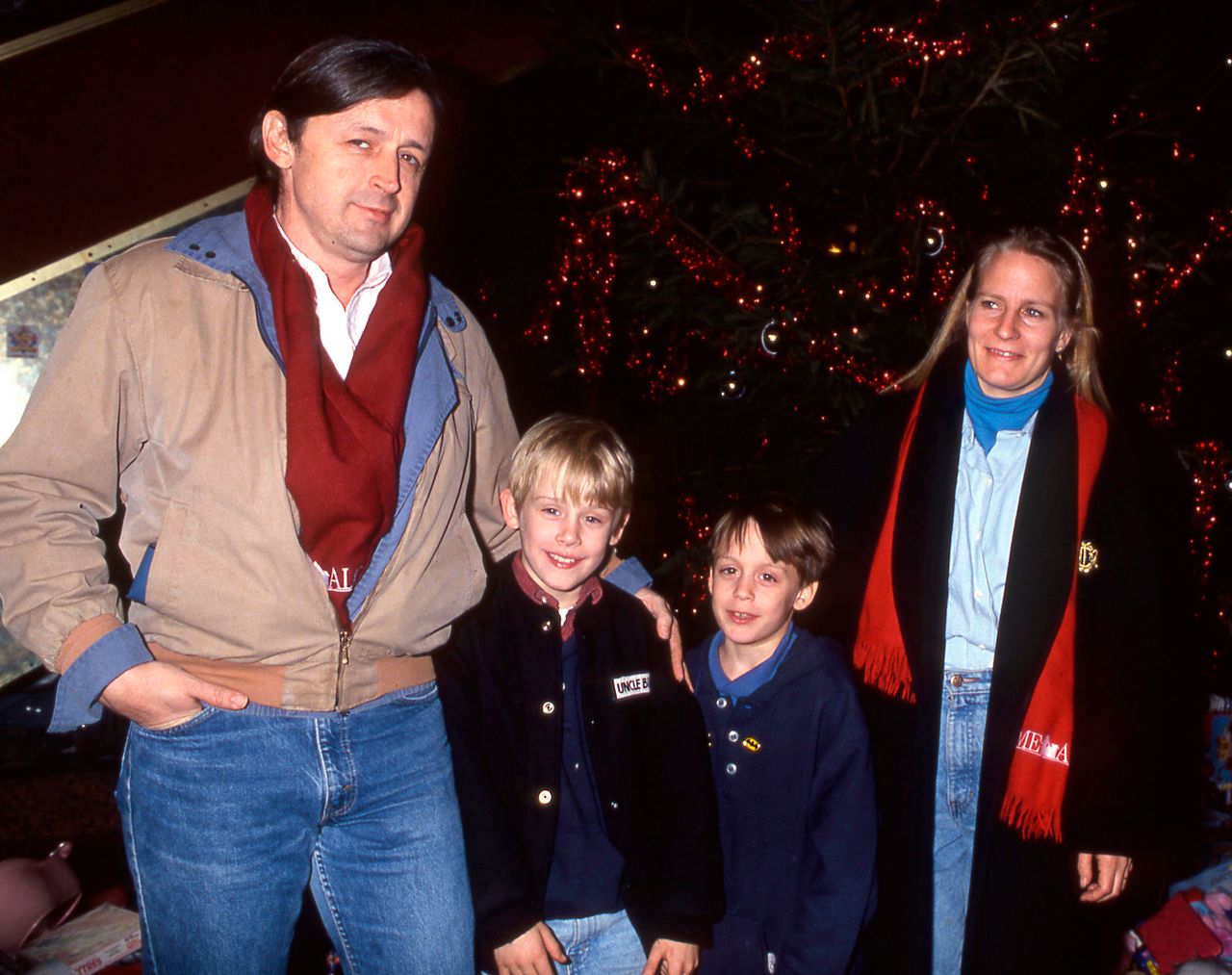 Kit Culkin, Macaulay Culkin, Kieran Culkin and Patricia Bretnup pose for a photo one month after the release of "Home Alone." The father is now estranged from his children. 