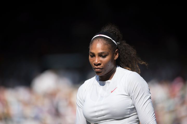 Serena Williams plays in the Ladies' Singles Final at Wimbledon on July 14 in London.