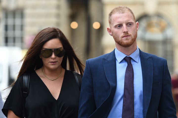 England cricketer Ben Stokes, and his wife Clare, during a lunch break outside Bristol Crown Court, where he is on trial accused of affray