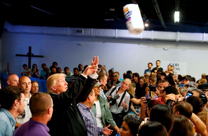 President Donald Trump cavalierly tossed paper towels to a crowd last October during a visit to Puerto Rico, which had suffered death and destruction from Hurricane Maria.
