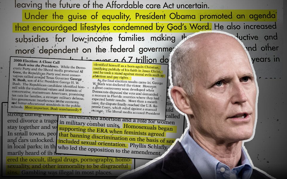 Textbooks created by companies like Abeka, Bob Jones University Press and Accelerated Christian Education contain anti-LGBTQ passages. Gov. Rick Scott signed into law a program that helps kids go to private schools that use these textbooks.
