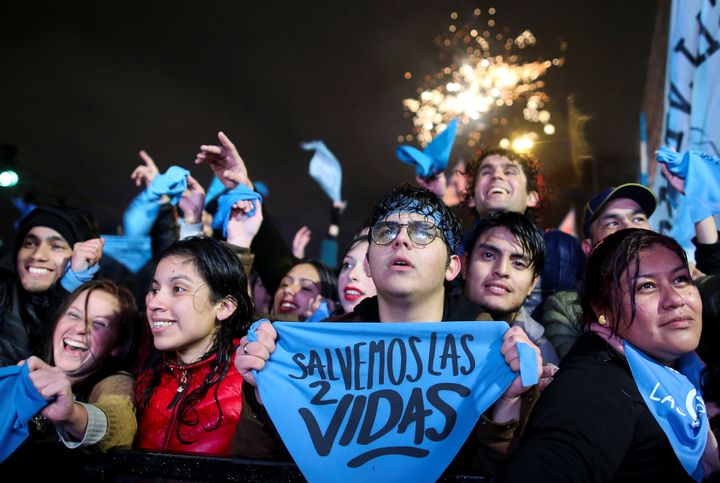 Anti-abortion rights activists gathered in Buenos Aires as lawmakers voted on the bill. 