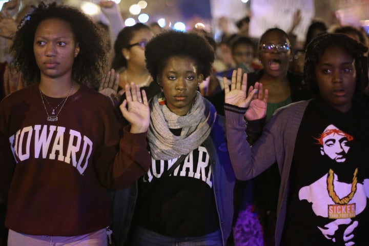 A grand jury's decision not to indict Darren Wilson in Michael Brown's death sparked nationwide demonstrations, including this one at Howard University in Washington, D.C., on Nov. 24, 2014.