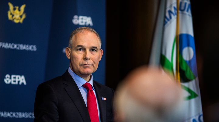Then-Environmental Protection Agency Administrator Scott Pruitt speaking to the press on April 2.