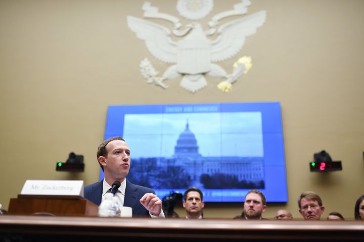 Facebook CEO Mark Zuckerberg at a House Energy and Commerce Committee hearing on April 11 in Washington.