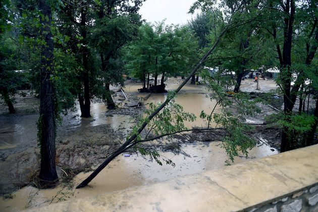 A flooded campsite in Saint-Julien-de-Peyrolas, southern France