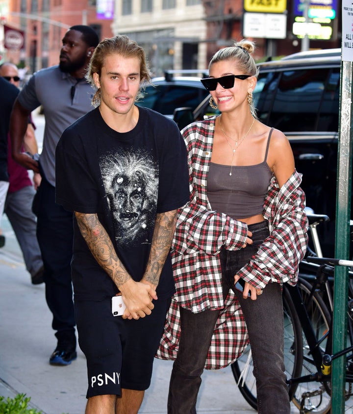 Justin Bieber and Hailey Baldwin on Aug. 8 in New York City.