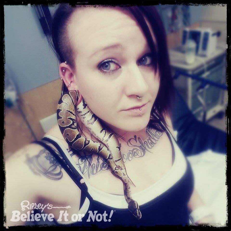 Woman Very Attached To Her Snake