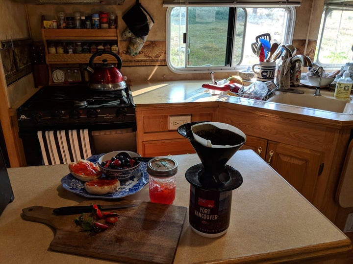 The kitchen of the tiny home.