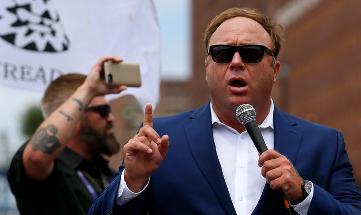 Alex Jones of Infowars at a pro-Trump rally on July 18, 2016. 