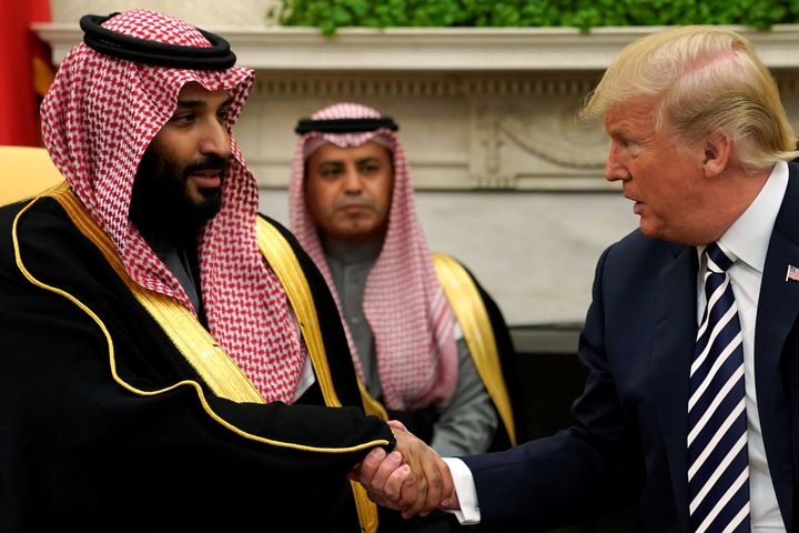 Saudi Arabia's Crown Prince Mohammed bin Salman meets with U.S. President Donald Trump at the White House on March 20.
