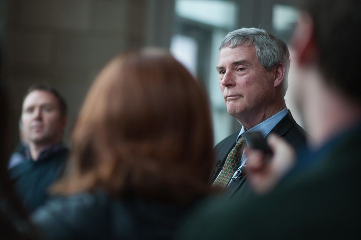 Bob McCulloch, the prosecuting attorney for St. Louis County, speaks at a news conference in Clayton, Missouri on March 13, 2017, after tensions rose again in Ferguson, Missouri, in response to footage of Michael Brown in a documentary. 