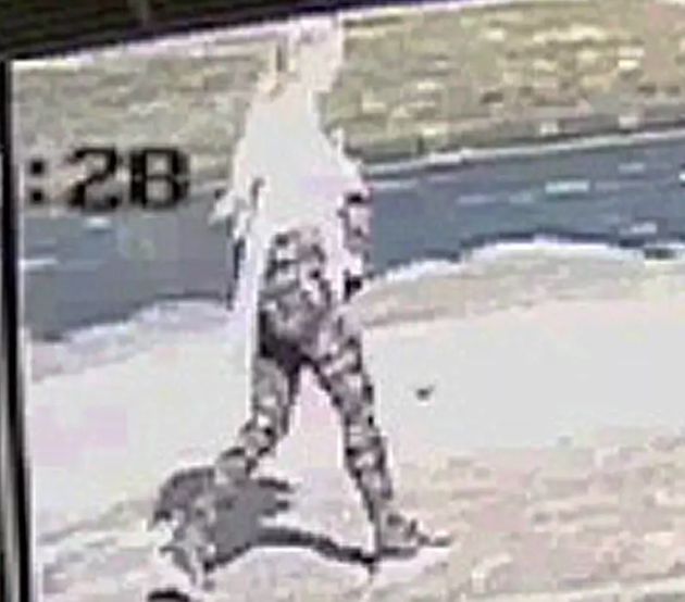 CCTV footage showing Lucy outside a Tesco Express near the sports centre the day before her body was found