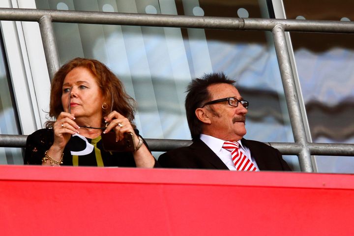 Paul and his wife, Sue, in the stands 