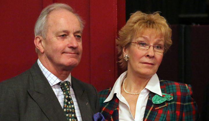 Neil and Christine Hamilton stand in the conference hall during the Ukip spring conference held at the Winter Gardens in Margate.