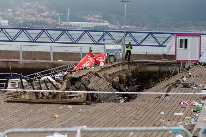 The wooden platform in Vigo suddenly collapsed as crowds watched a rap artist perform on Sunday night 
