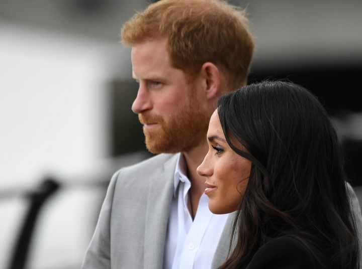 Prince Harry and Meghan, Duchess of Sussex, visit a memorial in Dublin, Ireland on July 11. 