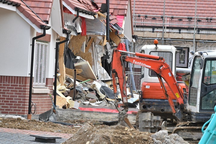 <strong>Damaged properties in a row of newly-built retirement homes in Ermine Street, Buntingford.</strong>