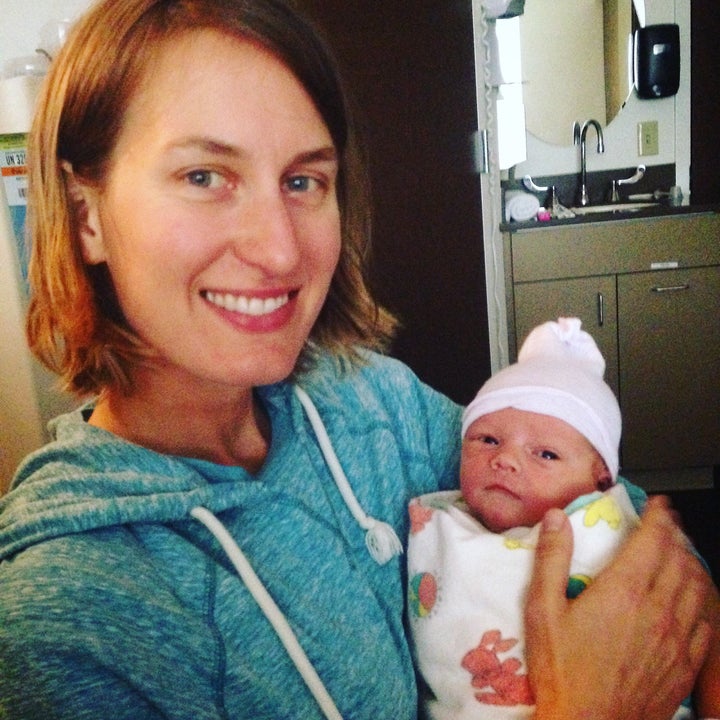 At the hospital, shortly after Liegel's son, Finn was born.