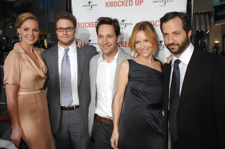 Katherine Heigl, Seth Rogen, Paul Rudd, Leslie Mann and Judd Apatow, director/writer/producer of "Knocked Up." 