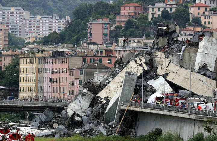 The Morandi Bridge, which collapsed during torrential rains on Tuesday 