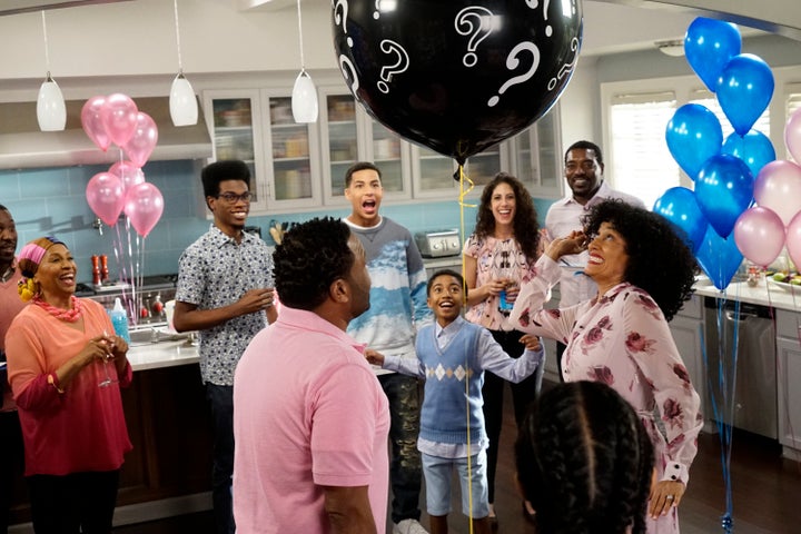 The TV show "Black-ish" featured a gender reveal party. 