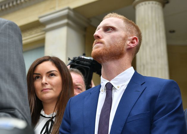 England cricketer Ben Stokes and his wife Clare leaving Bristol Crown Court after he was acquitted of affray