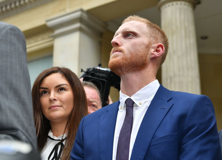 England cricketer Ben Stokes and his wife Clare leaving Bristol Crown Court after he was acquitted of affray 
