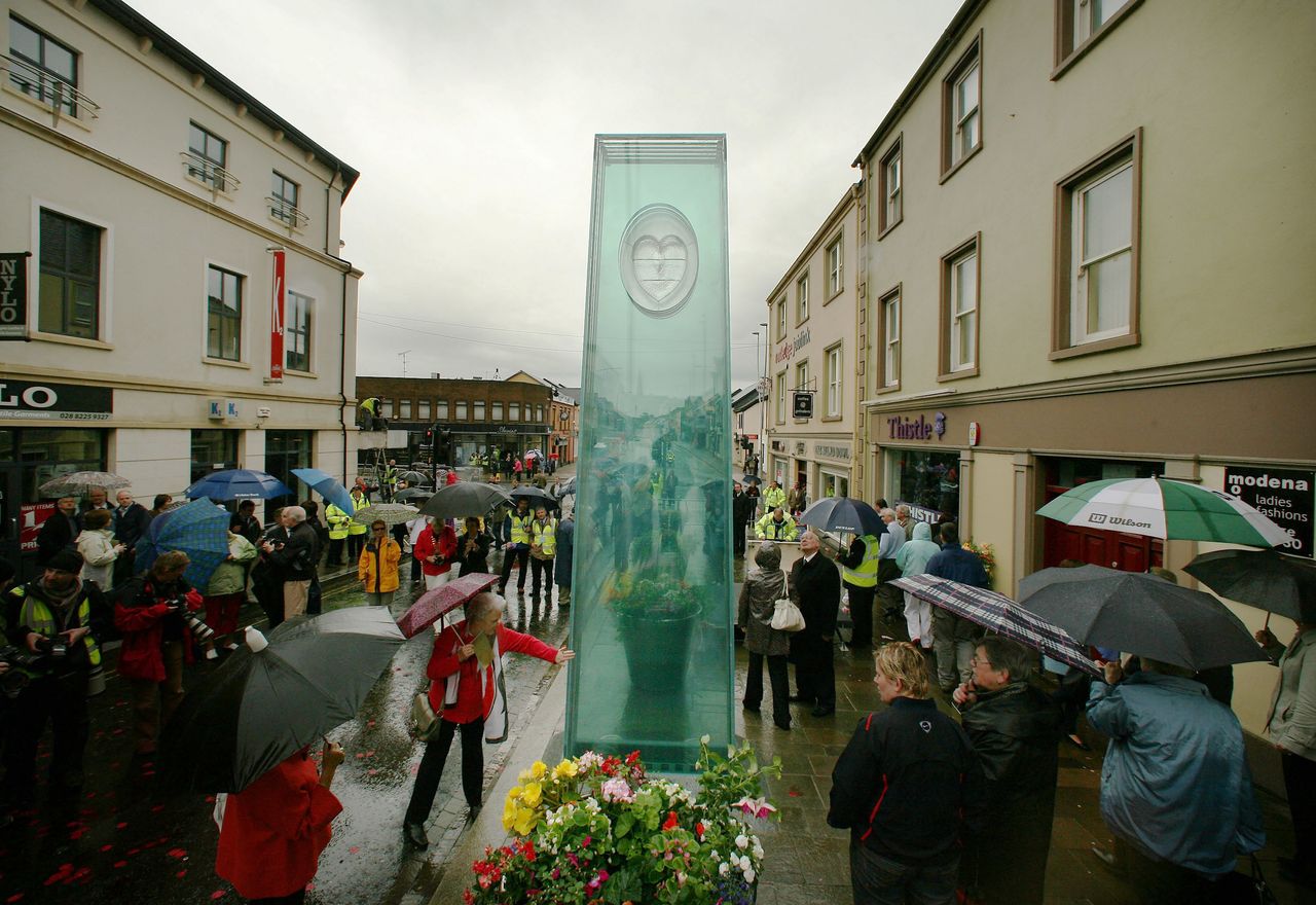 A glass memorial was erected in Omagh on the 10th anniversary of the attack.