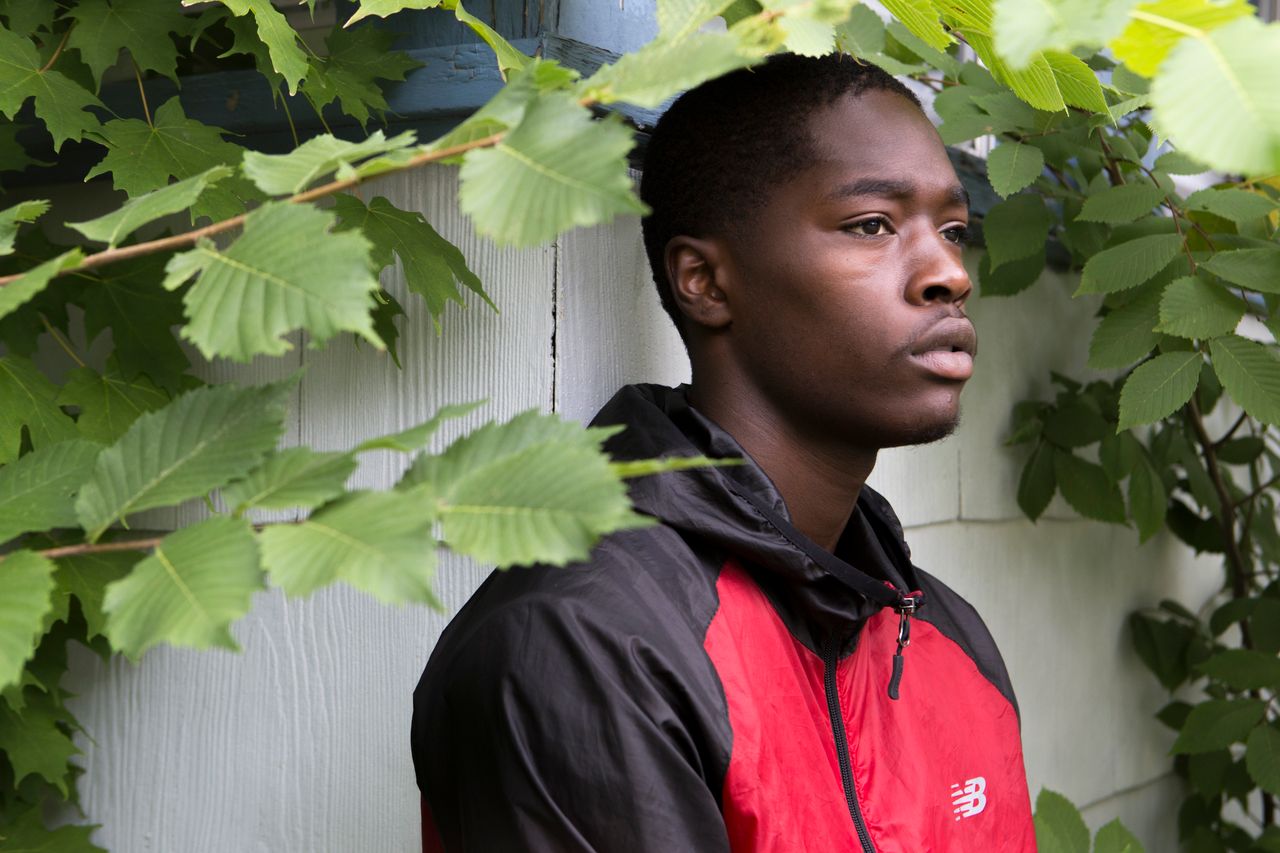 Jalijah Jones, 16, poses for a portrait at his home in Kalamazoo, Michigan, on July 22, 2018. In December 2017, Jones was Tasered at school by a police officer while already being restrained by four school security guards following an altercation with another student. At the time, Jones was 15 years old and weighed about 120 pounds. The other student walked away.
