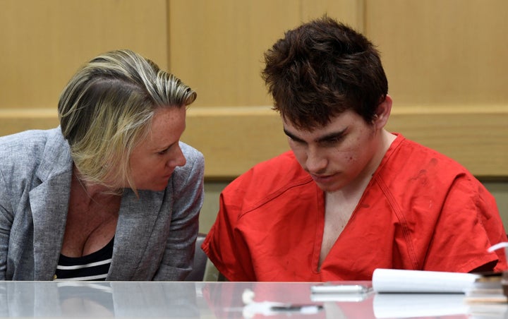 Florida school shooting suspect Nikolas Cruz with Assistant Public Defender Melisa McNeill in court on April 27.