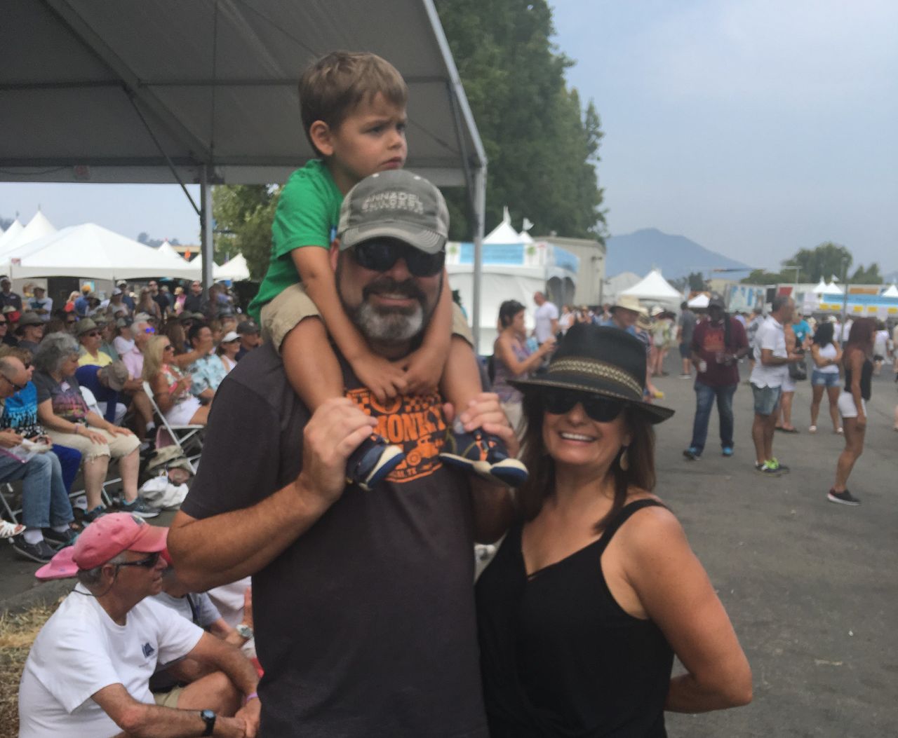 Steve, Michele and Desmond Rahmn at the Sausalito art festival in September 2017, one month before the fire