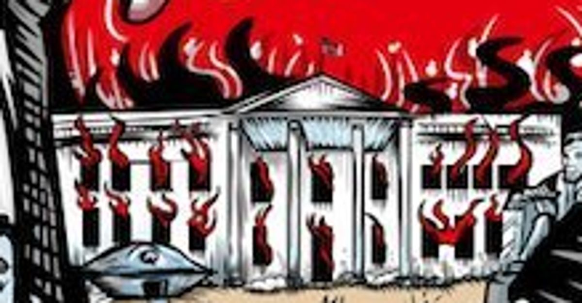 Pearl Jam shares poster depicting Trump's corpse and a burning White House