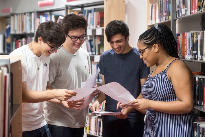 Students at Westminster Sixth Form getting their results