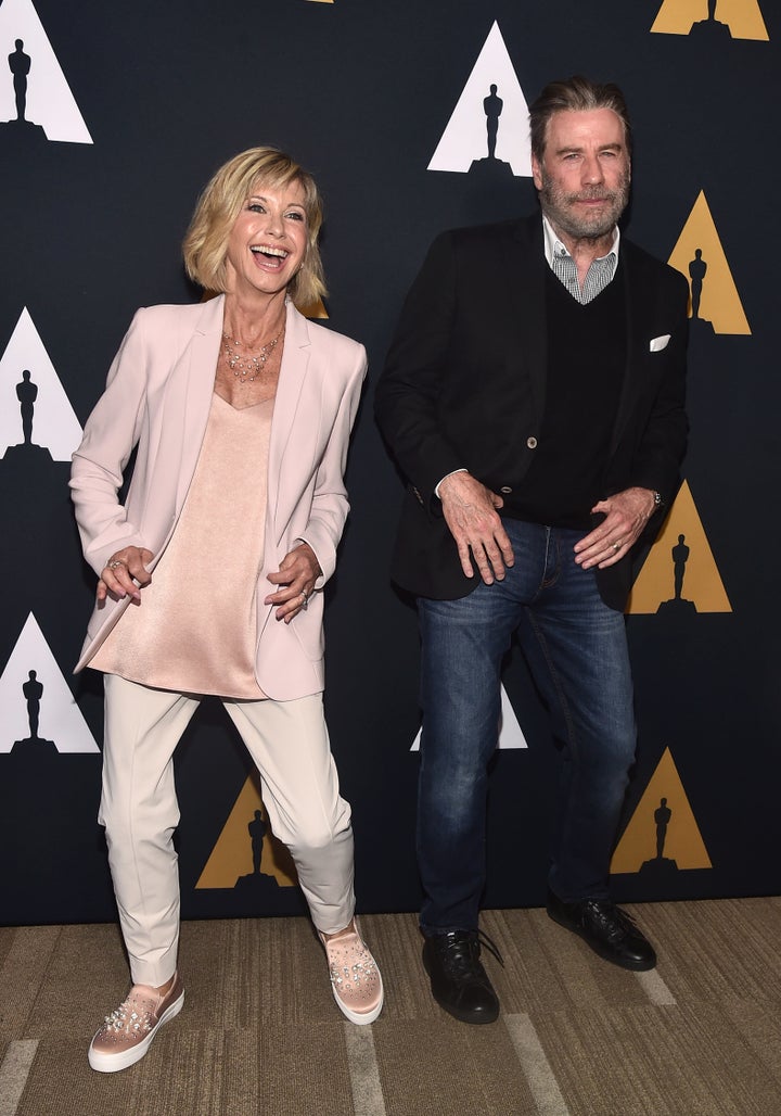 Olivia Newton-John and John Travolta attend the Academy Presents 'Grease' (1978) 40th Anniversary.