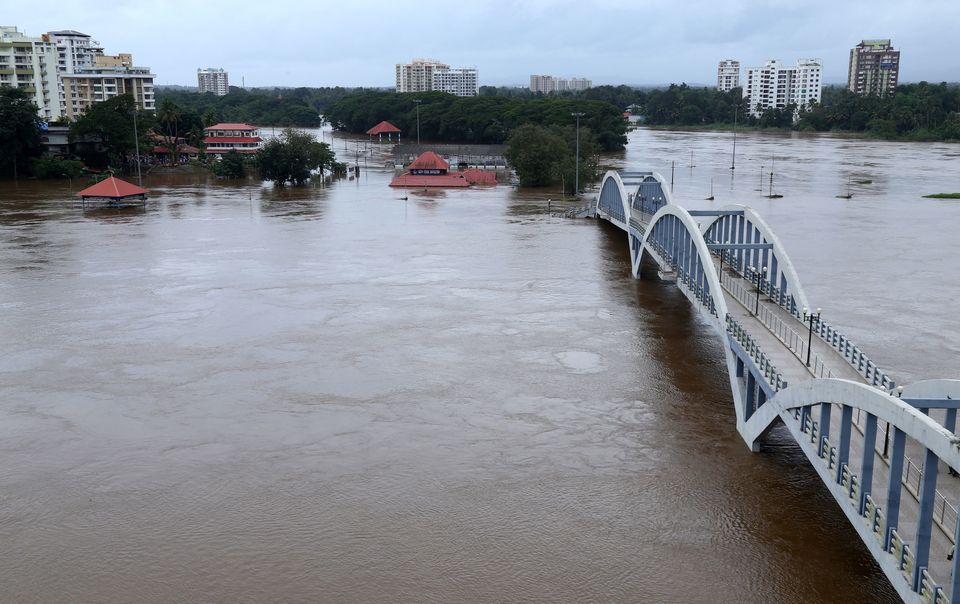 The Periyar river overflowing after Monsoon rains on 16 August.