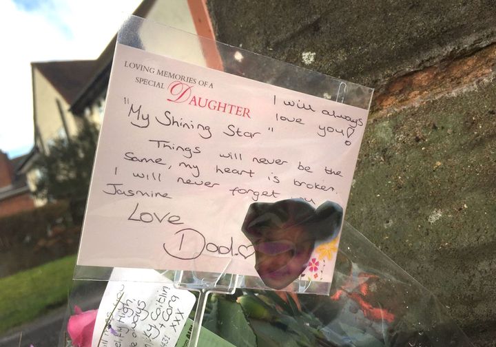 Flowers near a house in Wolverhampton where Jasmine Forrester was battered to death.