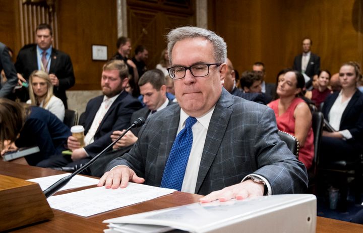Andrew Wheeler, acting administrator at the Environmental Protection Agency, at a Senate hearing in August. 