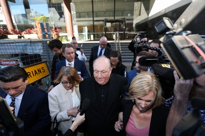 Adelaide Archbishop Philip Wilson leaves Newcastle courthouse after being found guilty of concealing historical child sexual abuse on May 22, 2018 in Newcastle, Australia.