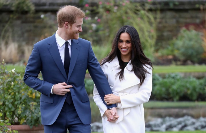 Prince Harry and Meghan Markle announce their engagement at Kensington Palace on Nov. 27, 2017.