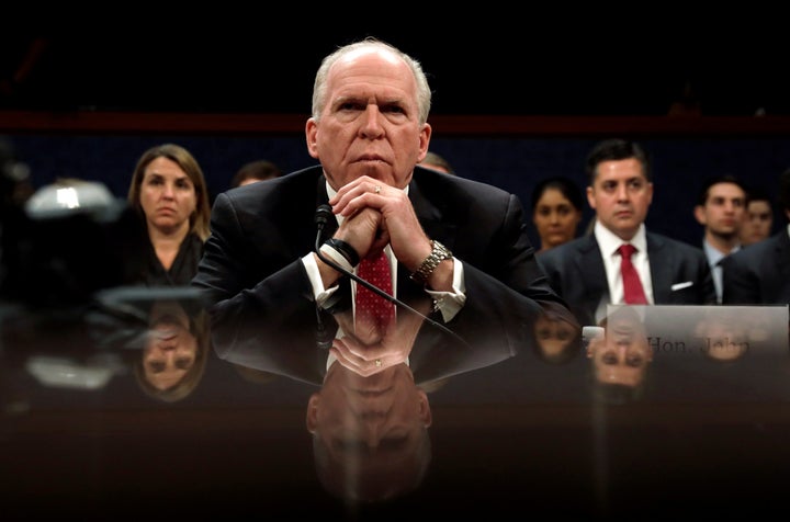 Former CIA Director John Brennan testifies in May 2017 before the House Intelligence Committee on Russian interference in the 2016 election campaign.