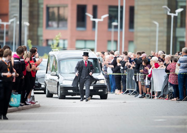 Hundreds lined the streets outside the New York Stadium in Rotherham
