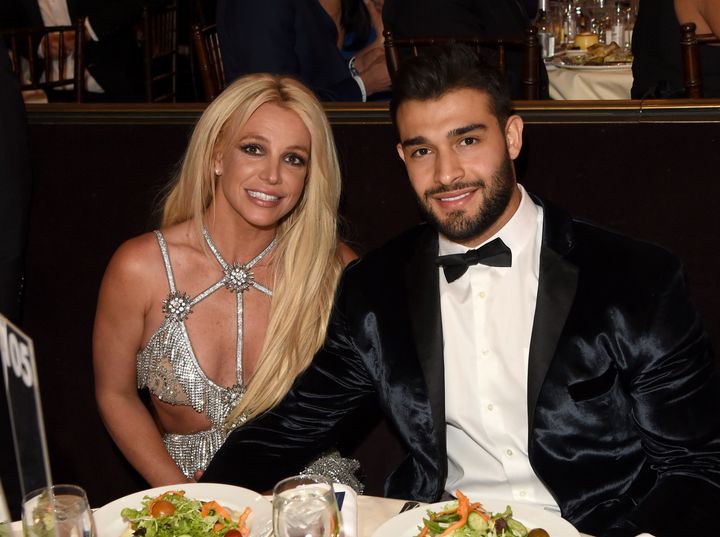 Britney Spears and Sam Asghari attend the 29th Annual GLAAD Media Awards in April 2018.