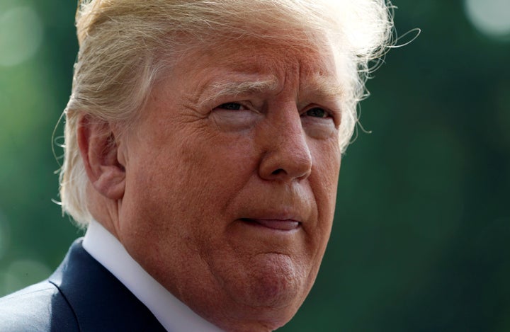 President Donald Trump speaks to reporters from the White House on Aug. 17.