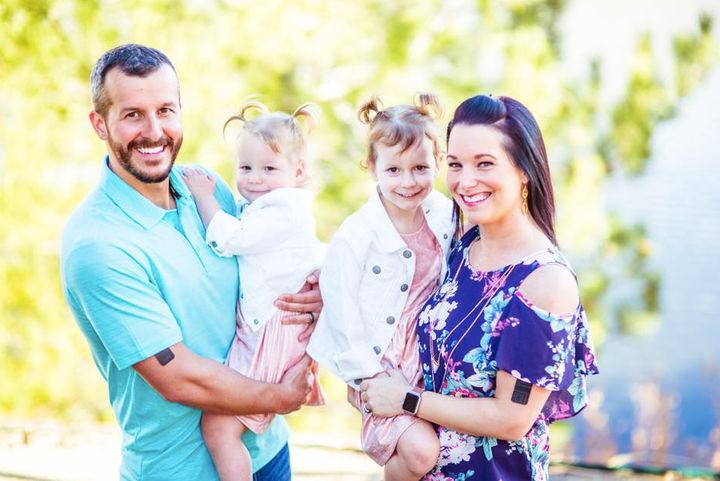 Shanann Watts is pictured with her husband, Christopher, and their two daughters, Celeste and Bella.