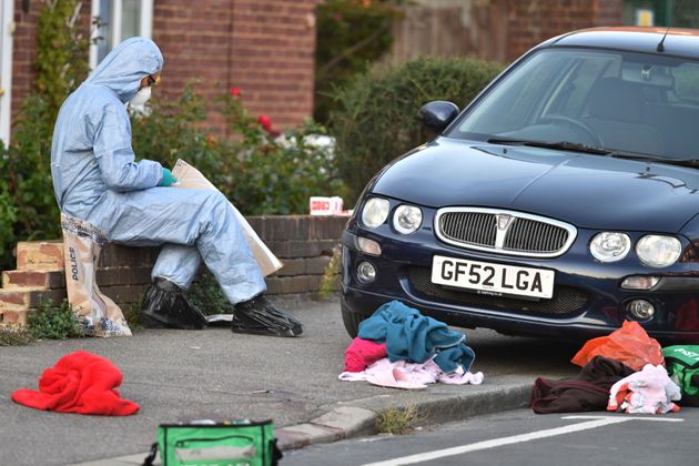 Police in Adderley Gardens, Greenwich, south-east London, after a mother and daughter where left fighting for their lives when a stranger launched an unprovoked hammer attack on them in the street.