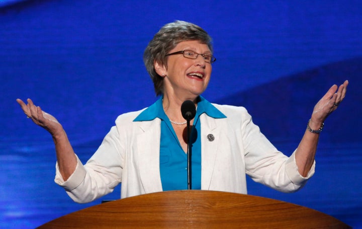 Sister Simone Campbell, the leader of the Nuns on the Bus, spoke at the 2012 Democratic National Convention.
