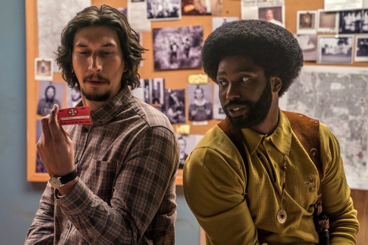 Adam Driver and Washington in “BlacKkKlansman.”