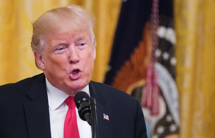 President Donald Trump speaks during an event honoring the Immigration and Customs Enforcement and Customs and Border Protect